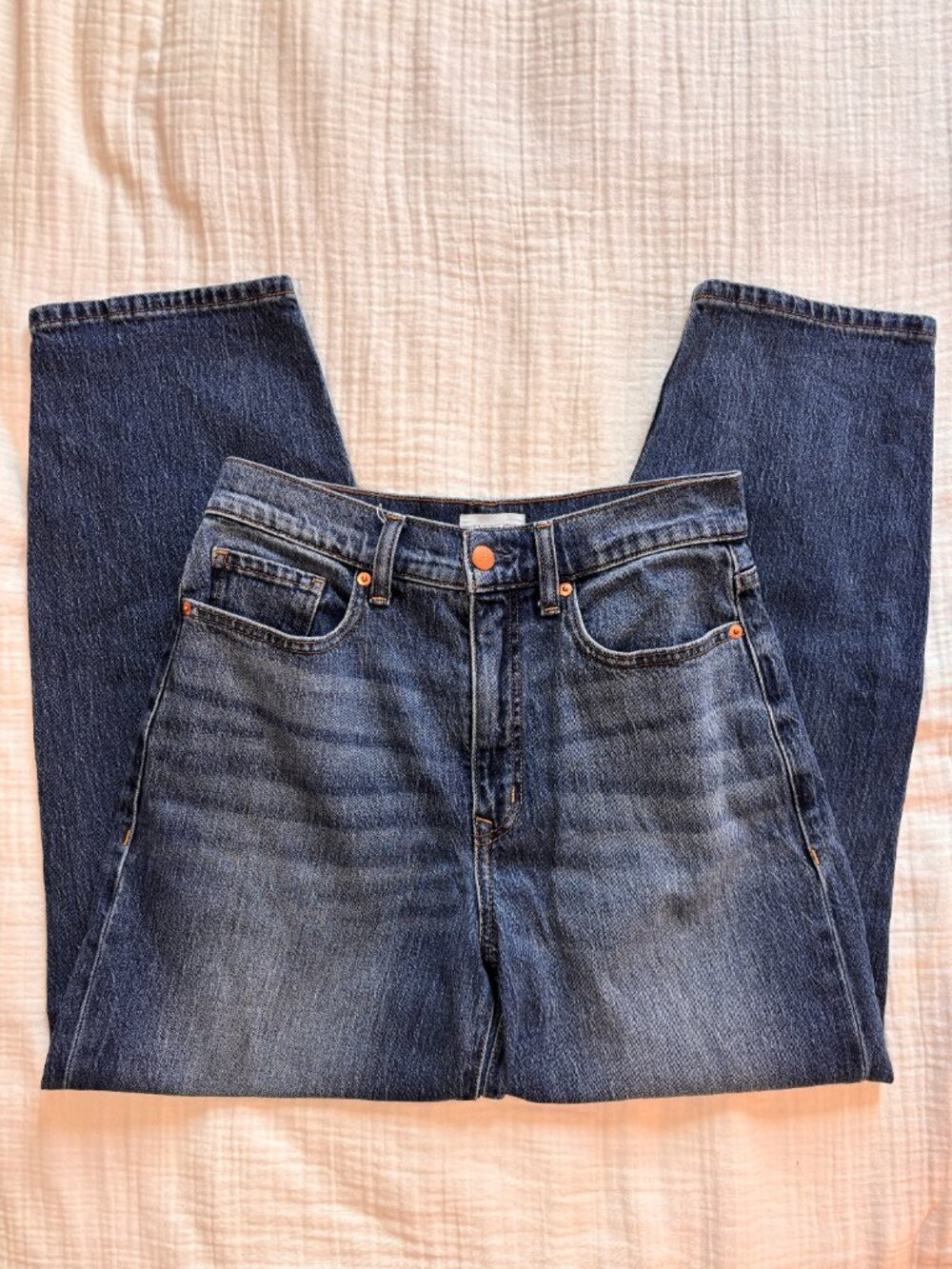 Evereve Dark Wash Barrel Jeans